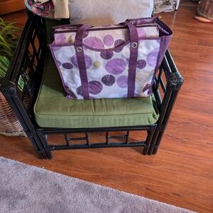 Thirty One  All-Day Organizing Sketchy Dot Zipper Top Bag-Excellent -Deep Purple